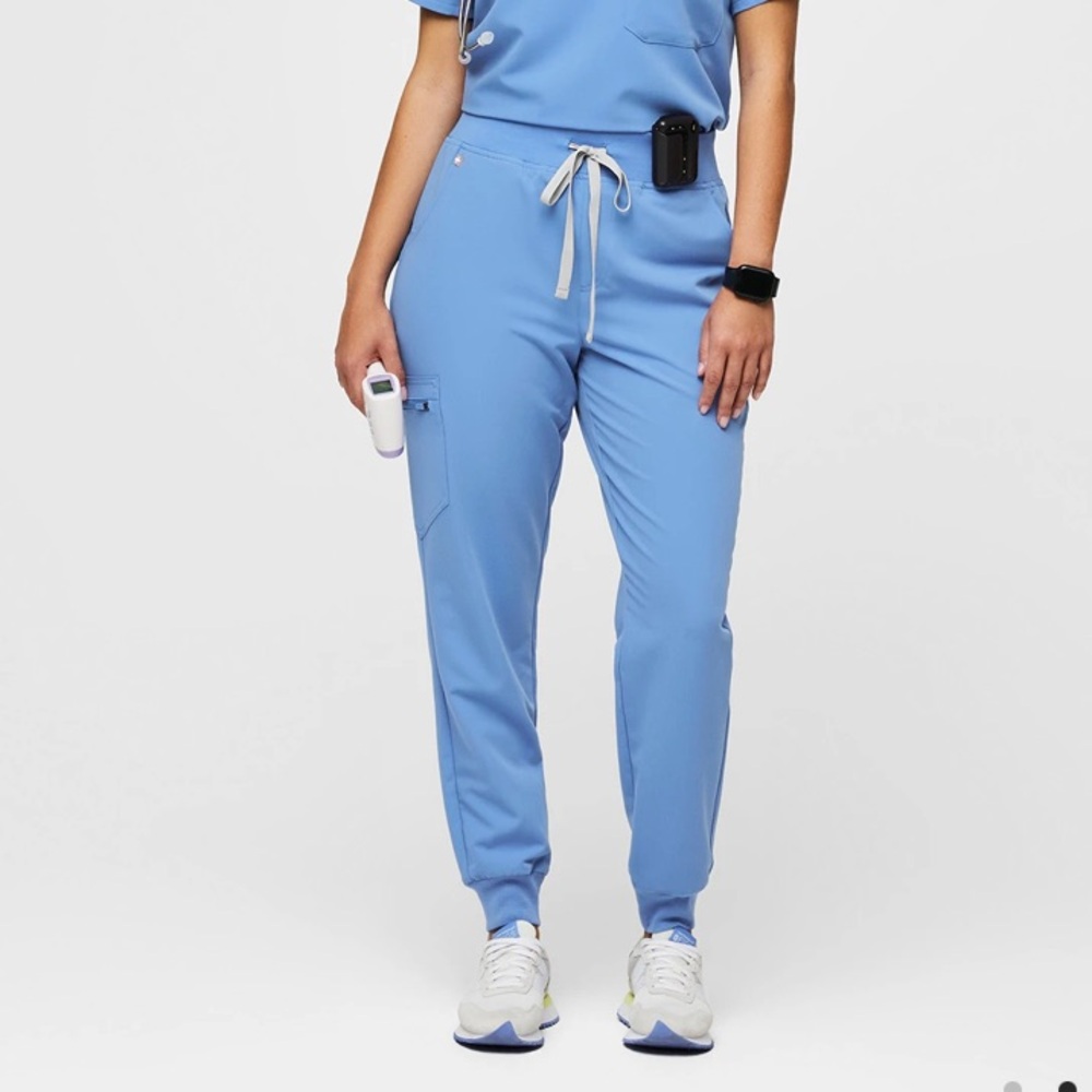 Figs High Waisted Zamora Jogger Scrub Pants Ciel Blue Medium Tall